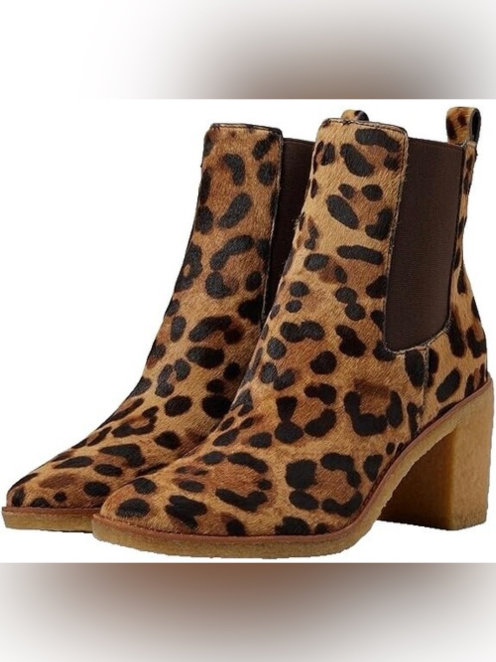 NEW Ralph Lauren Marianna Suede Chelsea Boots Leopard Print Calf Hair - Size 7.5